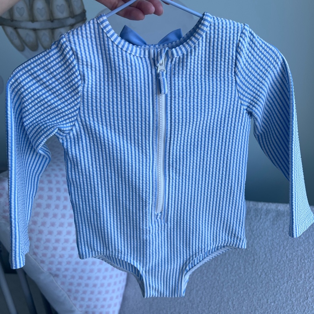H&M Blue Striped Kids Swim One Piece 9-12 months - Picture 5 of 5